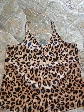 Maurices Leopard Print Satin Cami in Brown and Black